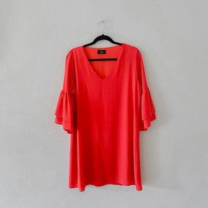 VICI Collection - Red Short Ruffle Long Sleeve Dress